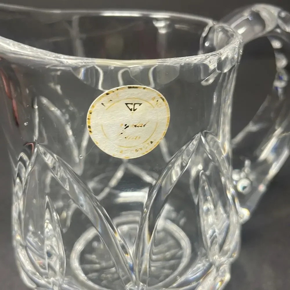 Vintage Cut Glass Crystal Creamer & Sugar Bowl with Lid